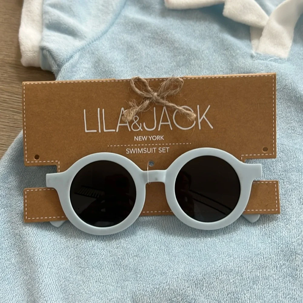 Lila & Jack Toddler Boy Swim 3 Piece Set Shirt Trunks Sunglasses 18 months 3T 4T